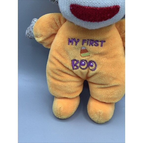 Baby Starters My First Boo Halloween Sock Monkey Plush Rattle Toy Infant 9” inch - Picture 3 of 10